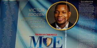 Nigeria’s Victor Edozien Selected For ‘Michigan Chronicle’s’ Men Of Excellence 2017 Award Victor Edozien